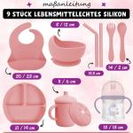 Siliconen babyslabbetjes - 7-delig antislip kinderservies set met bord met zuignap, babybestekset vanaf 6 maanden, lepel, vork, kom
