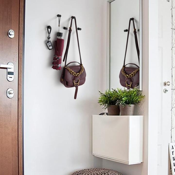 BGL Zelfklevende haken, robuuste muurhaken, handdoekhaken voor aan de wand van badkamer, keuken, deur, kast, messing - 5 stuks (zwart)