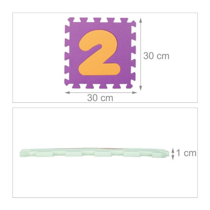 speelmat puzzel, 34-delige puzzelmat met rand & getallen, zonder schadelijke stoffen, schuimrubber, kleurrijk