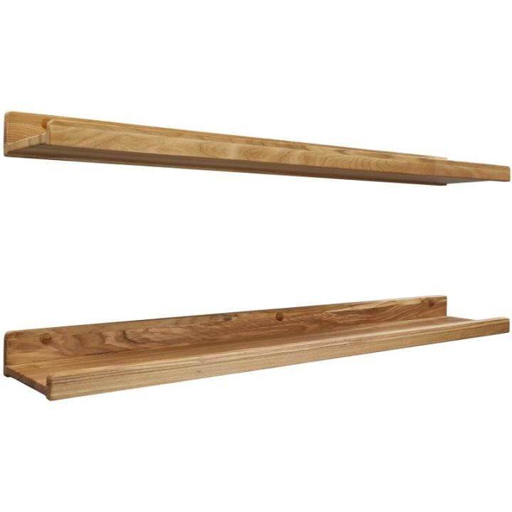 Handgemaakte set van 2 zwevende wandplanken, rustieke houten planken met lip, kinderboekenplanken, foto en fotorek voor slaapkamer, woonkamer, badkamer, keuken, kantoor (natuurlijk