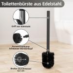 Roestvrijstalen toiletpapierhouder, staand met wc-borstel, toiletpapierhouder met wc-borstel, wc-set met toiletpapierhouder en toiletborstel, wc-rolhouder, staand met glazen plank (zwart, mat)