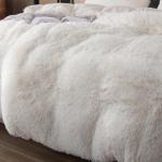 Pluche beddengoedset, 135 x 200 cm, flanel, wollig, dekbedovertrekset voor bed, shaggy en pluche, zachte dekbedovertrekken en 1 kussensloop 80 x 80 cm (wit)