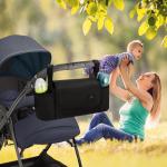 Kinderwagen Organizer, Kinderwagen Caddy Kinderwagen Tas Buggy Organizer met geïsoleerde bekerhouders, Schouderriem, Grote opbergruimte Tas Draagbare opslag Stevige bevestiging 3 