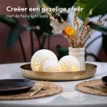 3 Bollampen keramiek met lichtsnoer | witte tafellamp op batterijen | LED sfeer verlichting | Ø 8/10/12 cm [Energieklasse A++]