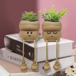 Mini-planten, vetplanten, kunstplant, klein met schattige smiley-pot, voor badkamer, keuken, hal, vensterbank, nachtkastje, decoratie