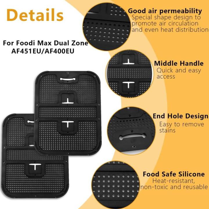 2 stuks herbruikbare siliconen spatbescherming, siliconen vorm, spatbescherming voor Ninja Foodi Max Dual Zone AF400EU, spatbescherming voor friteuses ter bescherming van verwarmin