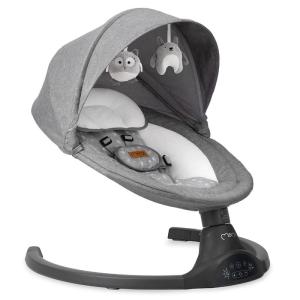 KENANI schommelstoel voor kinderen tot 9 kg gewicht, opvouwbaar, met afstandsbediening en Bluetooth voor verbinding met smartphone, batterijen en netvoeding, met 5-punts veiligheid