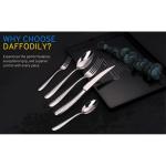 DAFFODILY Luxe bestekset, 20-delig, 18/10 roestvrijstalen bestekset voor 4 personen, met 2-in-1 steakmessen, vaatwasmachinebestendig, spiegelafgewerkt, elegante geschenkdoos inbegr