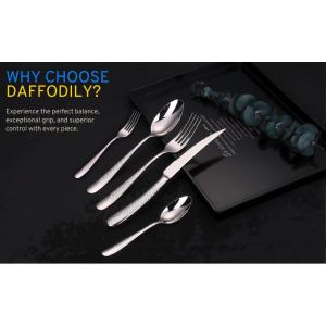 DAFFODILY Luxe bestekset, 20-delig, 18/10 roestvrijstalen bestekset voor 4 personen, met 2-in-1 steakmessen, vaatwasmachinebestendig, spiegelafgewerkt, elegante geschenkdoos inbegr