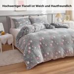 Flanel beddengoed, 135 x 200 cm, 2-delig, roze, grijs, sterren oplichtend in het donker, kinderwinterbeddengoed, fluweel, flanel, kasjmier-touch, pluizig dekbedovertrek met ritsslu