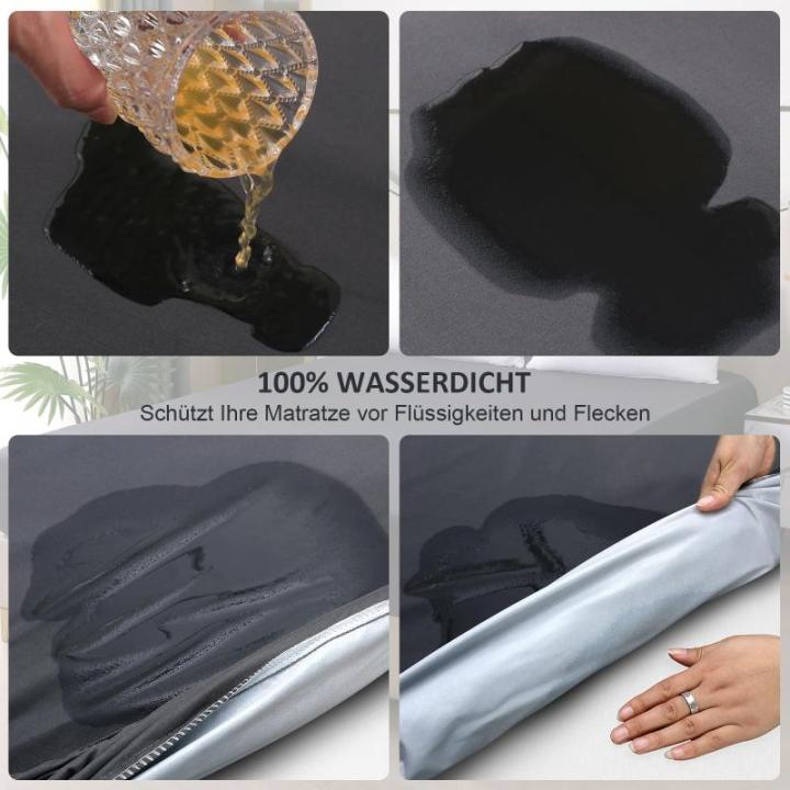 Waterdichte matrasbeschermer, 140 x 200 cm, hoeslaken en ademende matrashoes, incontinentie-oplegger, vochtbescherming, lakens, hoeslakens, voor alle seizoenen, donkergrijs