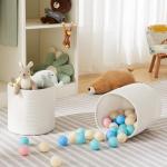 Mand gevlochten set van 2 katoen, speelgoedopslag voor kinderkamer, opbergmand, mand voor woonkamer, slaapkamer, 28 (D) x 28 (H) cm, wit