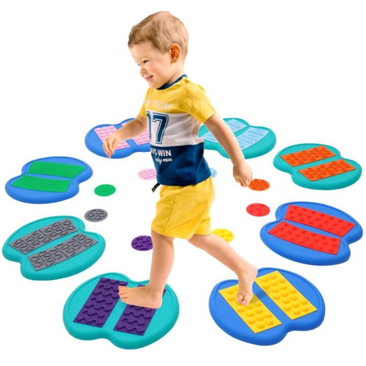 Balanceerstenen voor kinderen, balanceerstenen voor kinderen, tactiele schijvenset voor kinderen, 8 stuks sensorische schijven voor binnen en buiten, passend sensorisch spel, motor