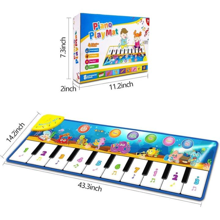 Pianomat, dansmat, muziekmat, kinderspeelgoed vanaf 1 jaar, babyspeelgoed, educatief speelgoed, cadeau, 1 jaar, voor jongens en meisjes van 2 tot 4 jaar, 110 x 36 cm