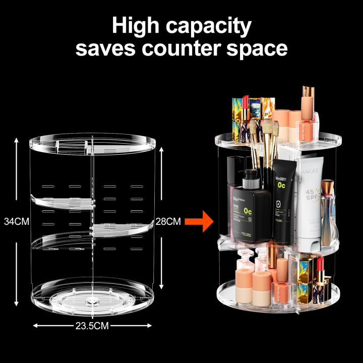 Newaner Make-uporganizer, cosmeticaorganizer, 360 graden draaibaar, transparant, van kunststof