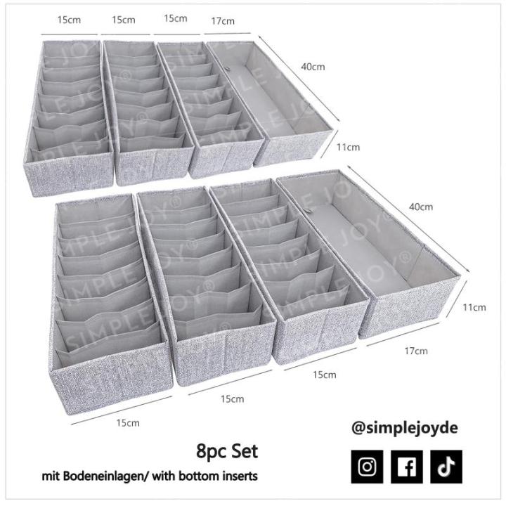 HEMNES Dubbele organizer voor IKEA-commode; het origineel; perfecte pasvorm; stabiele bodem; opbergsysteem voor luierbenodigdheden, kinderkleding, sokken, ondergoed; set van 8