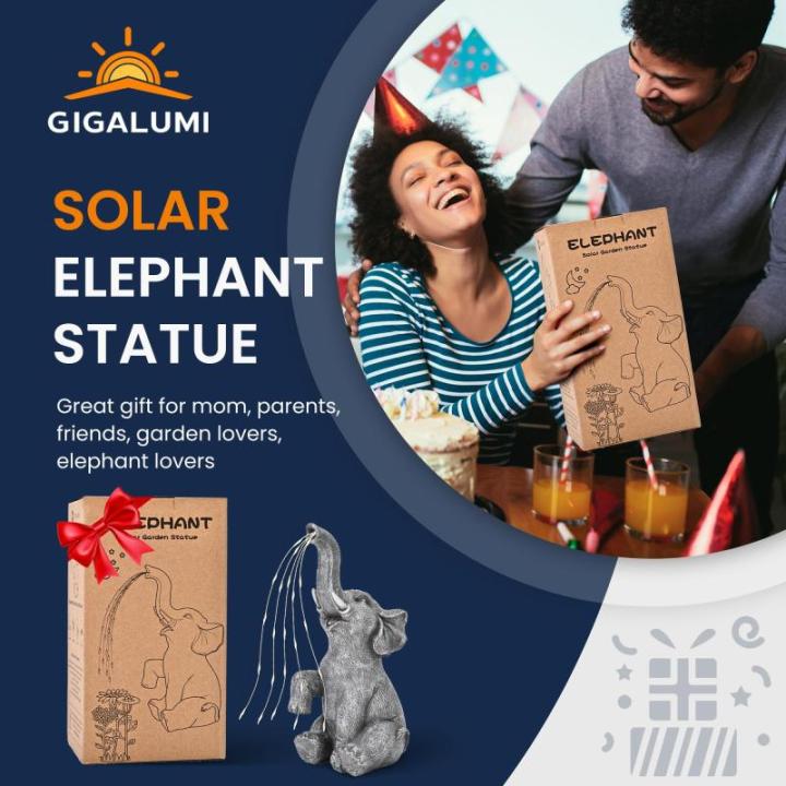 Olifantenbeeldje, tuindecoratie, irrigatieolifant, figuur op zonne-energie, LED-verlichting, cadeaus voor vrouwen, verjaardagscadeaus voor vrouwen, olifantendecoratie voor terras,