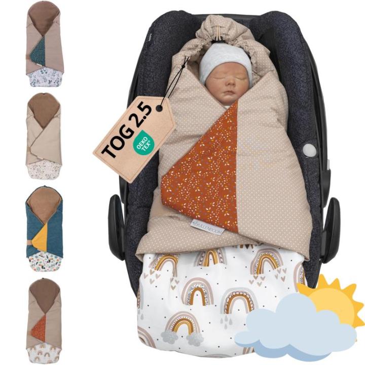Wikkeldeken voor babyzitje, 100% Oeko-Tex-materialen, ideaal voor herfst en winter, bloemengroen (Made in EU), babydeken voor kinderzitje of kinderwagen, behaaglijke deken voor bab