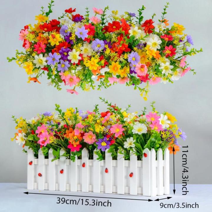 planten, gemengde kleur, madeliefjes in lattenhek, pot voor huis, interieur, kantoor, bruiloft, decoratie, 2 sets