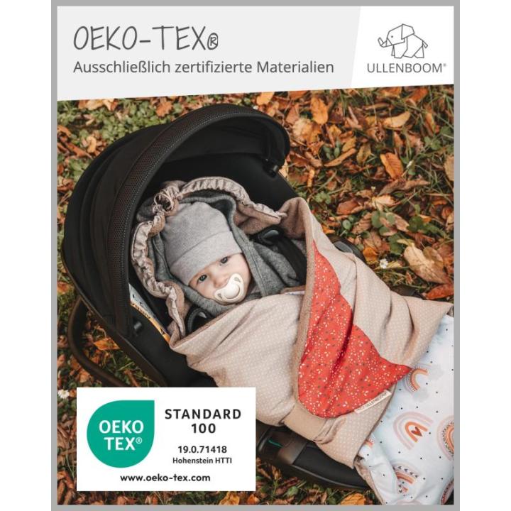 Wikkeldeken voor babyzitje, 100% Oeko-Tex-materialen, ideaal voor herfst en winter, bloemengroen (Made in EU), babydeken voor kinderzitje of kinderwagen, behaaglijke deken voor bab