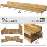 Handgemaakte set van 2 zwevende wandplanken, rustieke houten planken met lip, kinderboekenkasten, foto en fotorek voor slaapkamer, woonkamer, badkamer, keuken, kantoor (natuurlijk,