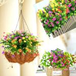 7 bundels uv-bestendige bloemen kunstplanten outdoor plastic bloemen decoratie, voor feest, tuin, bruiloft, tuindecoratie