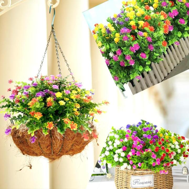 7 bundels uv-bestendige bloemen kunstplanten outdoor plastic bloemen decoratie, voor feest, tuin, bruiloft, tuindecoratie