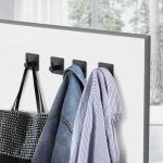 ZUNTO Handdoekhaken, haken, zonder boren, kleefhaken, roestvrij staal, wandhaken, zelfklevend, handdoekhouder voor badkamer, 4 stuks, zwart