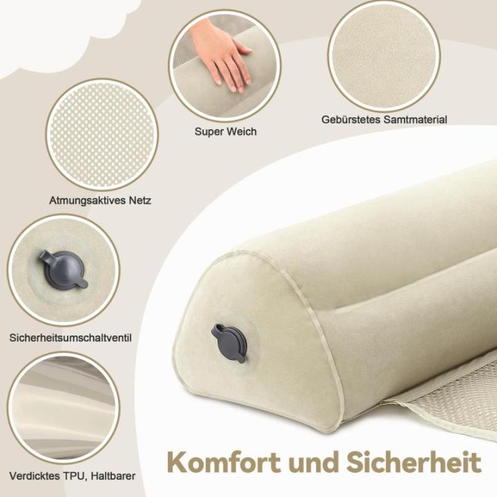 Opblaasbare uitvalbescherming voor kinderen, 148 cm, draagbare valbescherming met flocking, zacht en ademend, bedhek, valbescherming voor tweepersoonsbedden, klapbedden, boxspringb