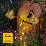 Gieter op zonne-energie, LED zonne-lantaarn string licht buiten tuin waterdicht uitgehold retro metalen water kan lichten, voor tuin patio tuin pad lantaarn plant decoratie (met be