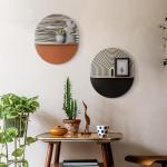 Wandplank van hout, decoratief hangrek, zwevend rek voor woonkamer, plank, kinderkamer, slaapkamer, rond rek voor muren, 33 x 38 cm