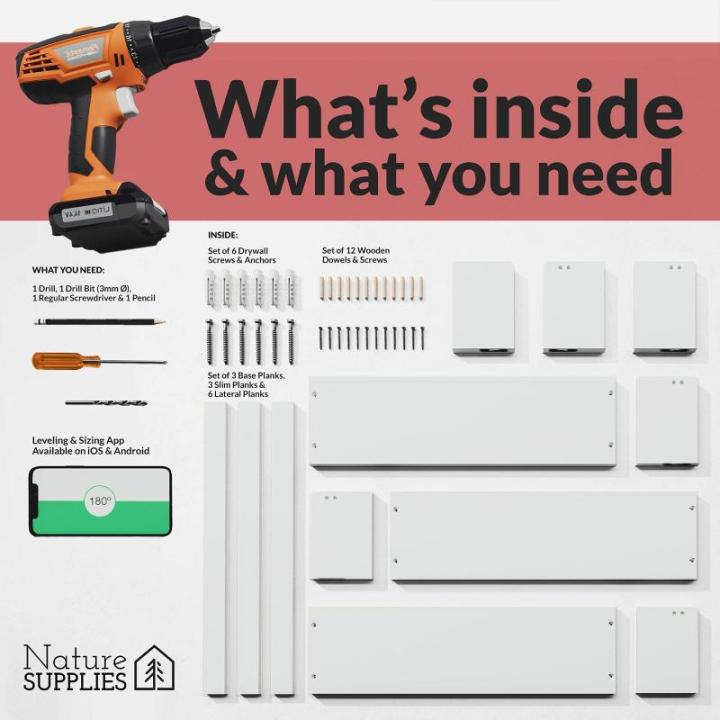 | Set van 3 witte planken voor de kinderkamer | Kinderboekenplanken voor aan de muur | Houten planken voor slaapkamer, badkamer en keuken | Boekenplank | Witte wandplanken voor kin