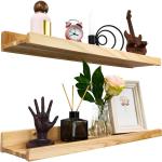 Handgemaakte set van 2 zwevende wandplanken, rustieke houten planken met lip, kinderboekenkasten, foto en fotorek voor slaapkamer, woonkamer, badkamer, keuken, kantoor (natuurlijk,