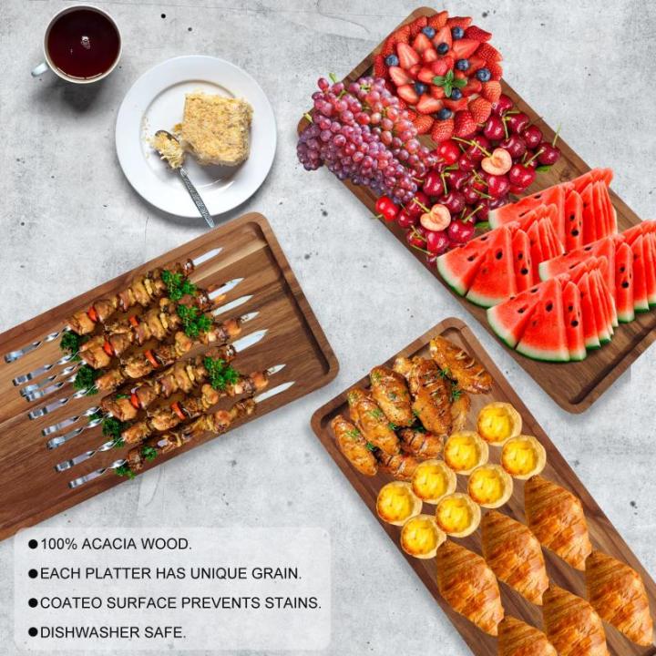 3-laags dessertdisplaystandaard, cupcake-standaard en torens, serveerschaalset, draagbare opvouwbare voedseldisplaystandaard, gelaagde kaas-charcuterieborden, acaciahouten dienblad