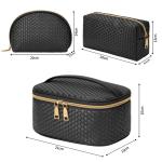 3-delige set voor dames, voor op reis, waterdichte toilettas, make-uptas, zwart, Small