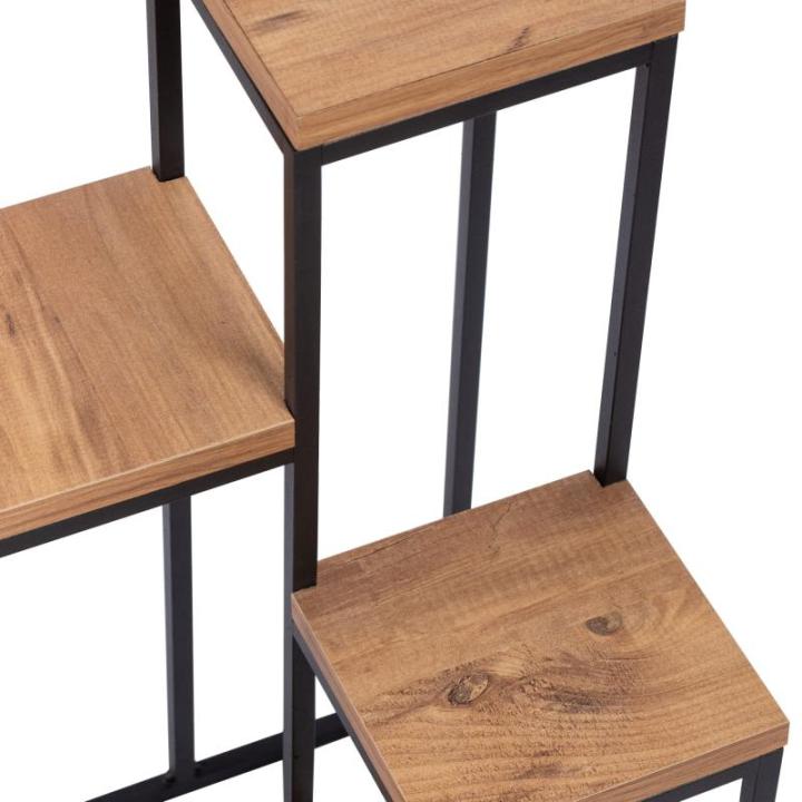 Plantenstandaard Ameland 67x34x34 cm zwart en houtkleurig