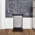 Paso vuilnisbak 20l met deksel, plastic (PP) BPA-vrij, zilverkleurig metaal, 20 liter (29,3 x 26,6 x 45,7 cm)