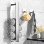 LIASDIVA Handdoekhouder zonder Boren met 2 Handdoekhaken, Roestvrijstalen Handdoekhouder Muur, 40cm Gastendoekhouder voor Badkamer (zilver)