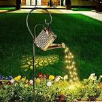 Gieter op zonne-energie, LED zonne-lantaarn string licht buiten tuin waterdicht uitgehold retro metalen water kan lichten, voor tuin patio tuin pad lantaarn plant decoratie (met be