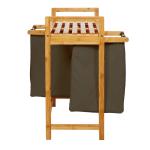 Lumaland Bamboe Wasmand met 2 uittrekbare waszakken | Afmeting ca. 73 cm hoogte x 64 cm breedte x 33 cm diepte, Kleur: Oliv