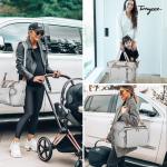 Luiertas met fopspeentas en aankleedonderlegger, schoudertas, multifunctionele babytas voor grote reis-luiertas voor mama en papa, geïsoleerde tassen (grijs)
