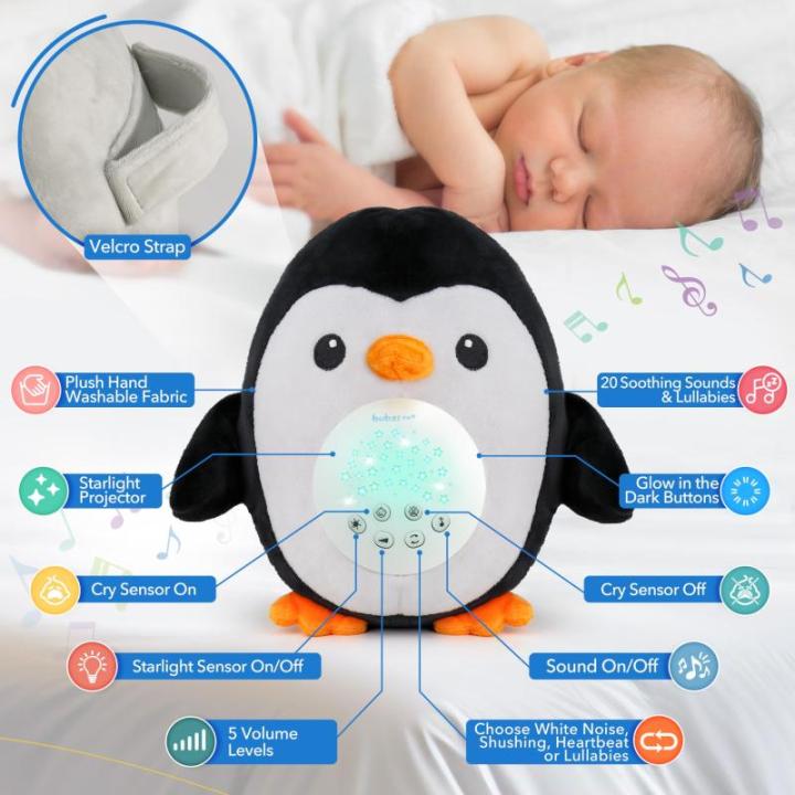 Baby Soother Huil Geactiveerde Sensor Baby Speelgoed Penguin Wit Ruis, Peuter Slaaphulp Nachtlamp, Unieke Baby Cadeaus & Baby Jongen Cadeaus, Baby Shower Cadeaus, Draagbare Baby kn