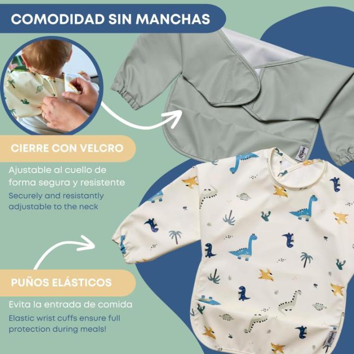 - Slabbetje met lange mouwen voor baby's, waterdicht, met mouwen, plastic slabbetje, waterdichte slabbetje, kinderschort, slabbetjes voor baby's, Roze lieveheersbeest, Eén maat
