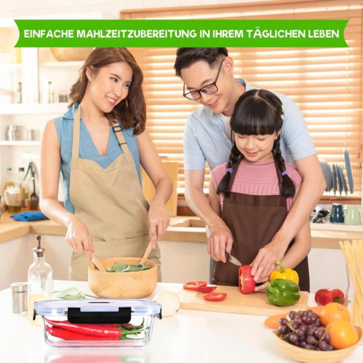 Set van 6 vershouddozen van glas, 1040 ml, rechthoekig