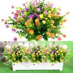 7 bundels uv-bestendige bloemen kunstplanten outdoor plastic bloemen decoratie, voor feest, tuin, bruiloft, tuindecoratie