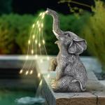 Olifantenbeeldje, tuindecoratie, irrigatieolifant, figuur op zonne-energie, LED-verlichting, cadeaus voor vrouwen, verjaardagscadeaus voor vrouwen, olifantendecoratie voor terras,