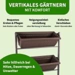 TTL Garden Verticaal bloembed met 4 verticale etages, 151 x 76 x 61 cm, verticale bloembak en balkon, bloembak met 4 plantenbakken, metalen frame, stabiel met wieltjes, voor bloeme