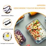 Vershouddozen met deksel, set van 2 tupperdozen, 1040 ml, glazen containers met deksel, herbruikbaar, maalvoorbereidingsdozen, glasluchtdicht, lekvrij, organizer voor keuken en res