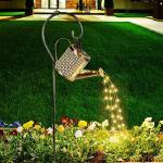 Gieter op zonne-energie, LED zonne-lantaarn string licht buiten tuin waterdicht uitgehold retro metalen water kan lichten, voor tuin patio tuin pad lantaarn plant decoratie (met be