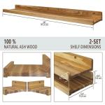 Handgemaakte set van 2 zwevende wandplanken, rustieke houten planken met lip, kinderboekenplanken, foto en fotorek voor slaapkamer, woonkamer, badkamer, keuken, kantoor (natuurlijk